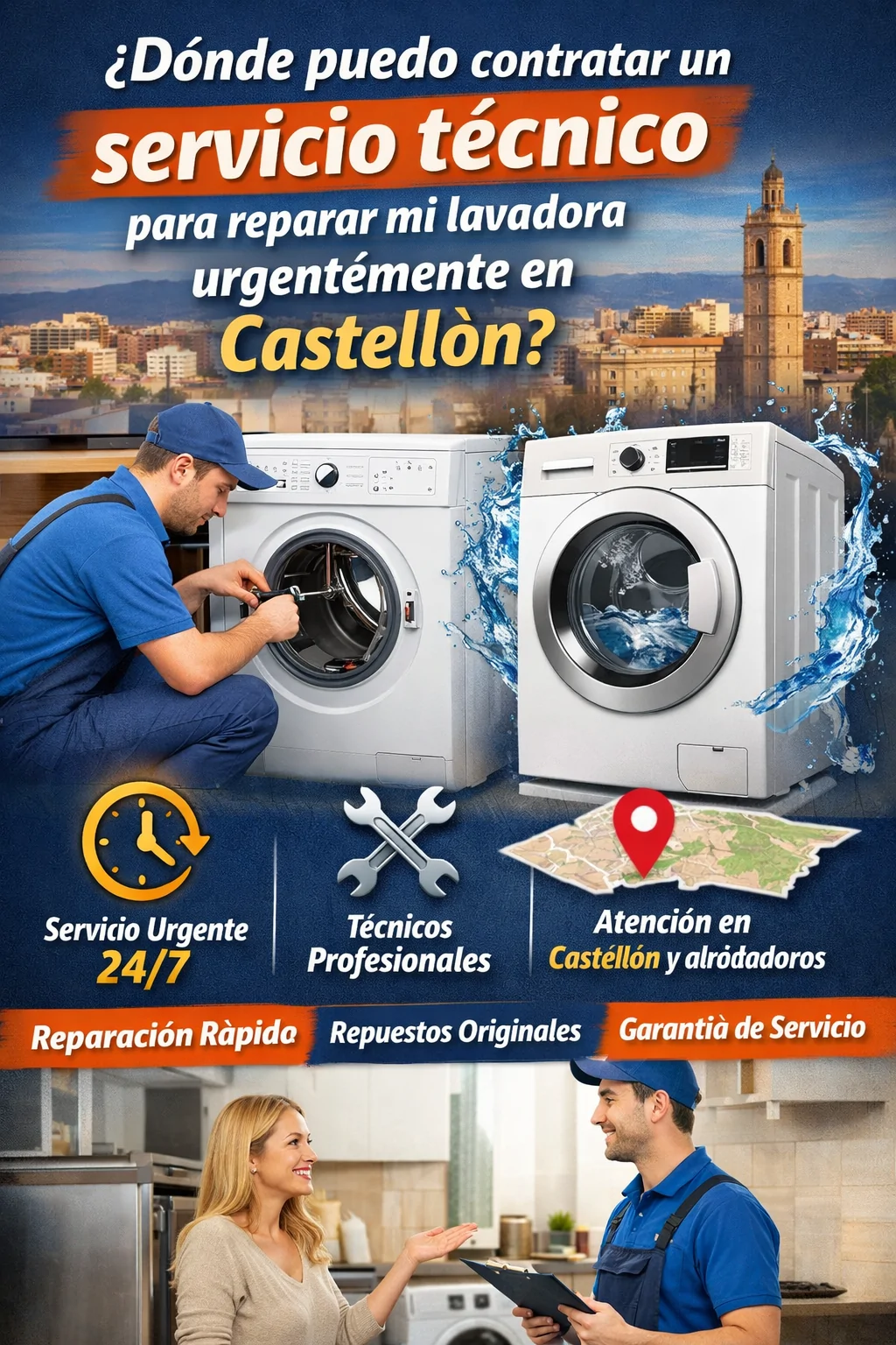 Donde puedo contratar un servicio tecnico para reparar mi lavadora urgentemente en Castellon - Servicio Tecnico Reparaci&oacute;n de Lavadoras Barcelona Valencia Alicante y Castell&oacute;n